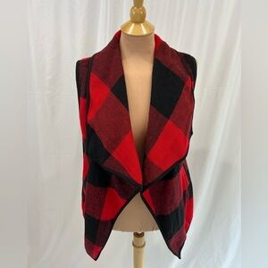 Red & Black Buffalo Plaid Cozy Flannel Sleeveless Jacket Vest